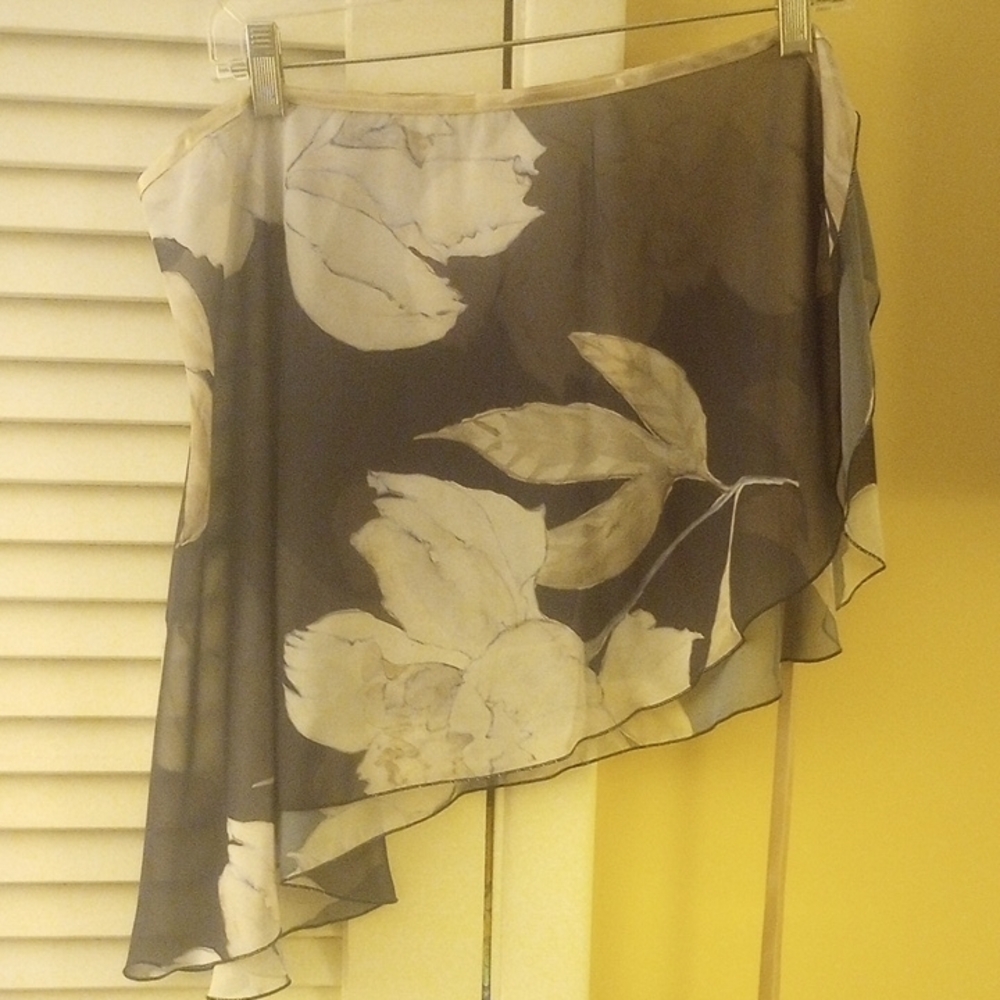 Floral Asymmetrical Skirt - Navy and Cream